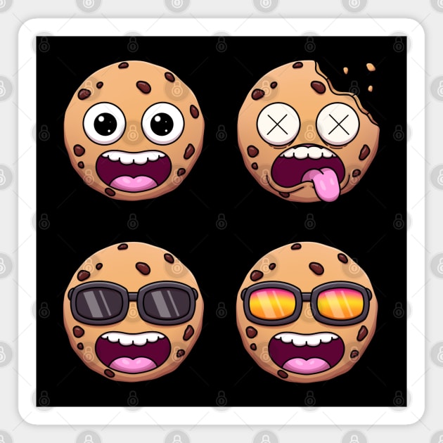 Funny Cartoon Chocolate Chip Cookie Sticker Pack Magnet by TheMaskedTooner